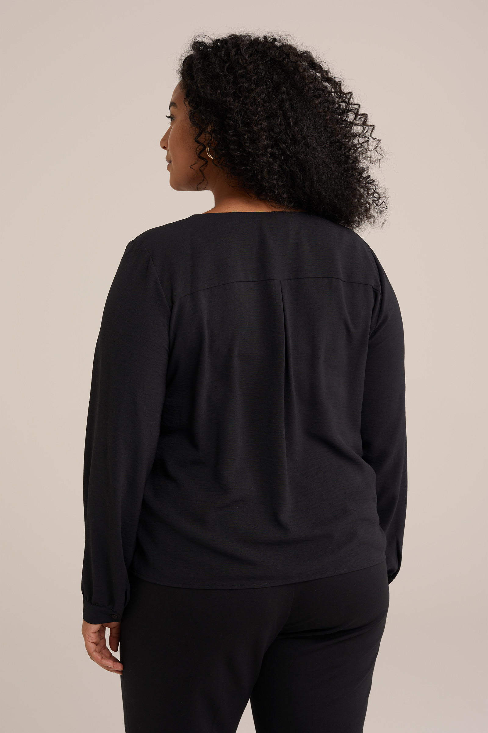 blouse met kant - Curve WE Fashion Zwart