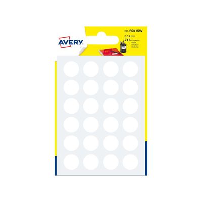 Avery - 216 Pastilles adhésives - blanc - diamètre 15 mm