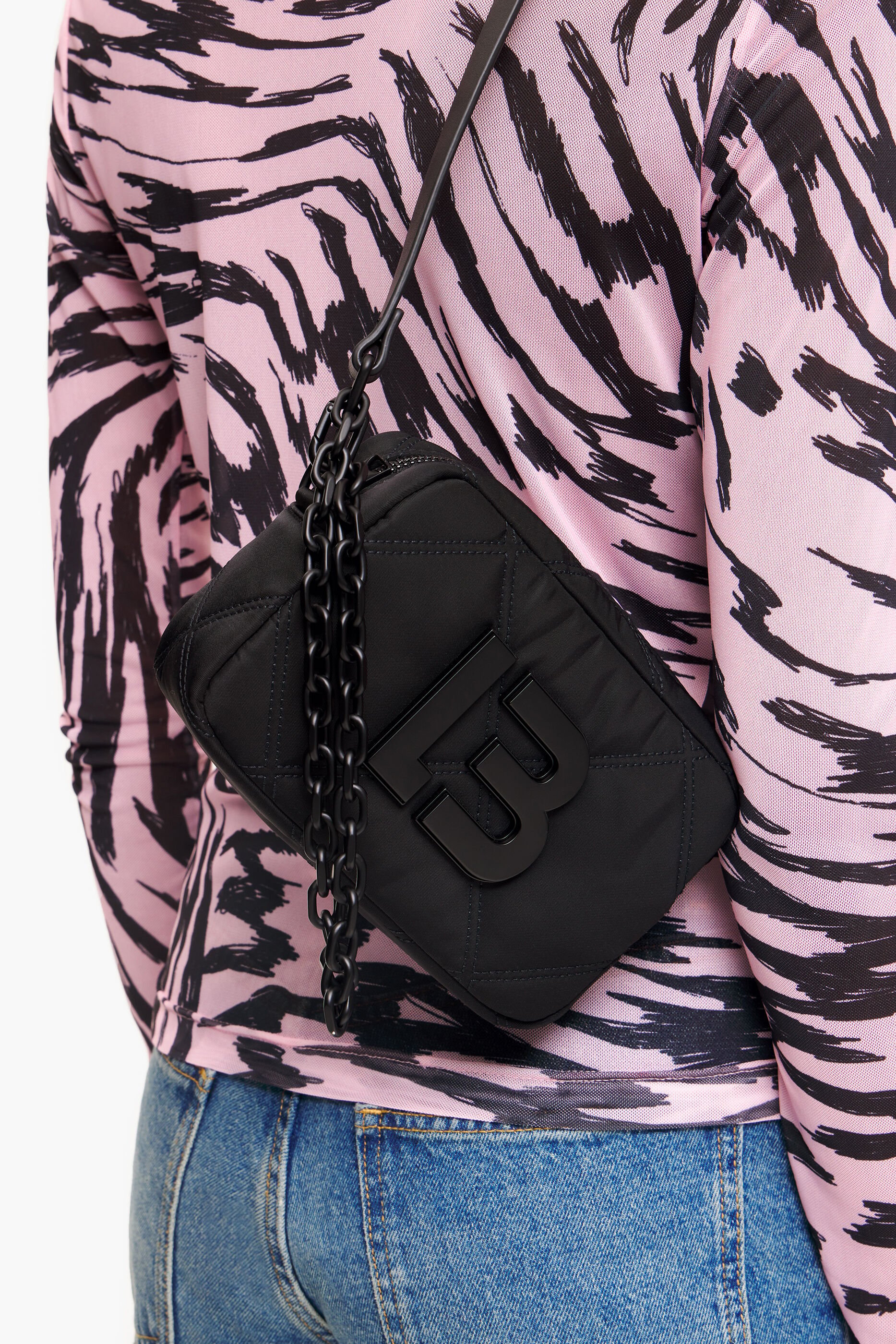 Bolsa de ombro acolchoada tamanho XS em nylon preto