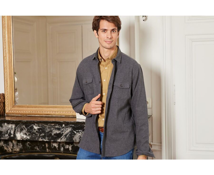 Surchemise en flanelle Gris anthracite - ANGELIN