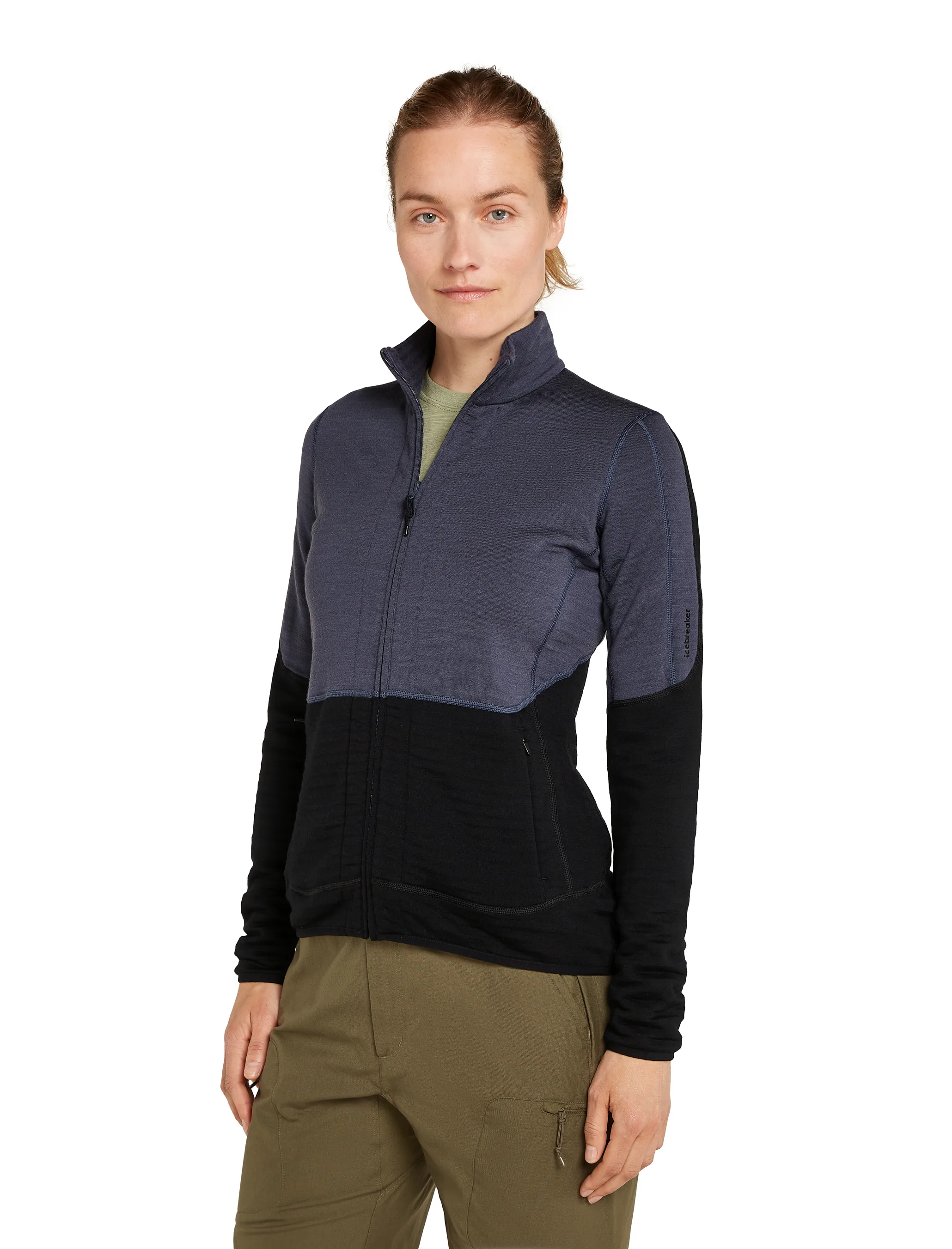 Icebreaker W Merino 400 Realfleece Descender Ls Z Graphite/black/cb