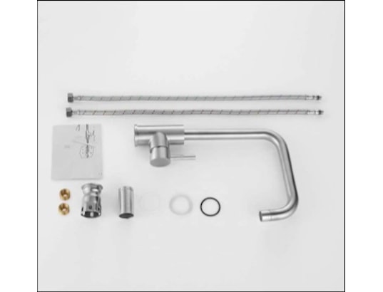 HUDOR - Mitigeur sans douchette Robinet de cuisine k128 nickel brossé collection eas