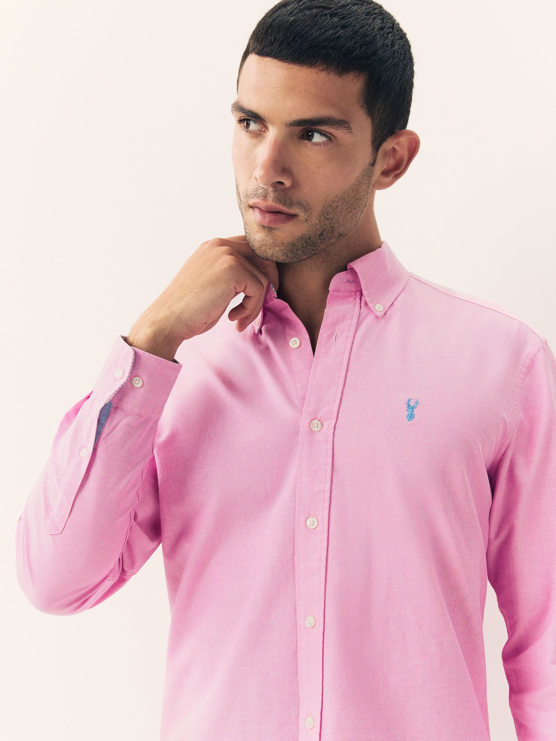 Roze - Slim Fit - Oxford-hemd met lange mouwen
