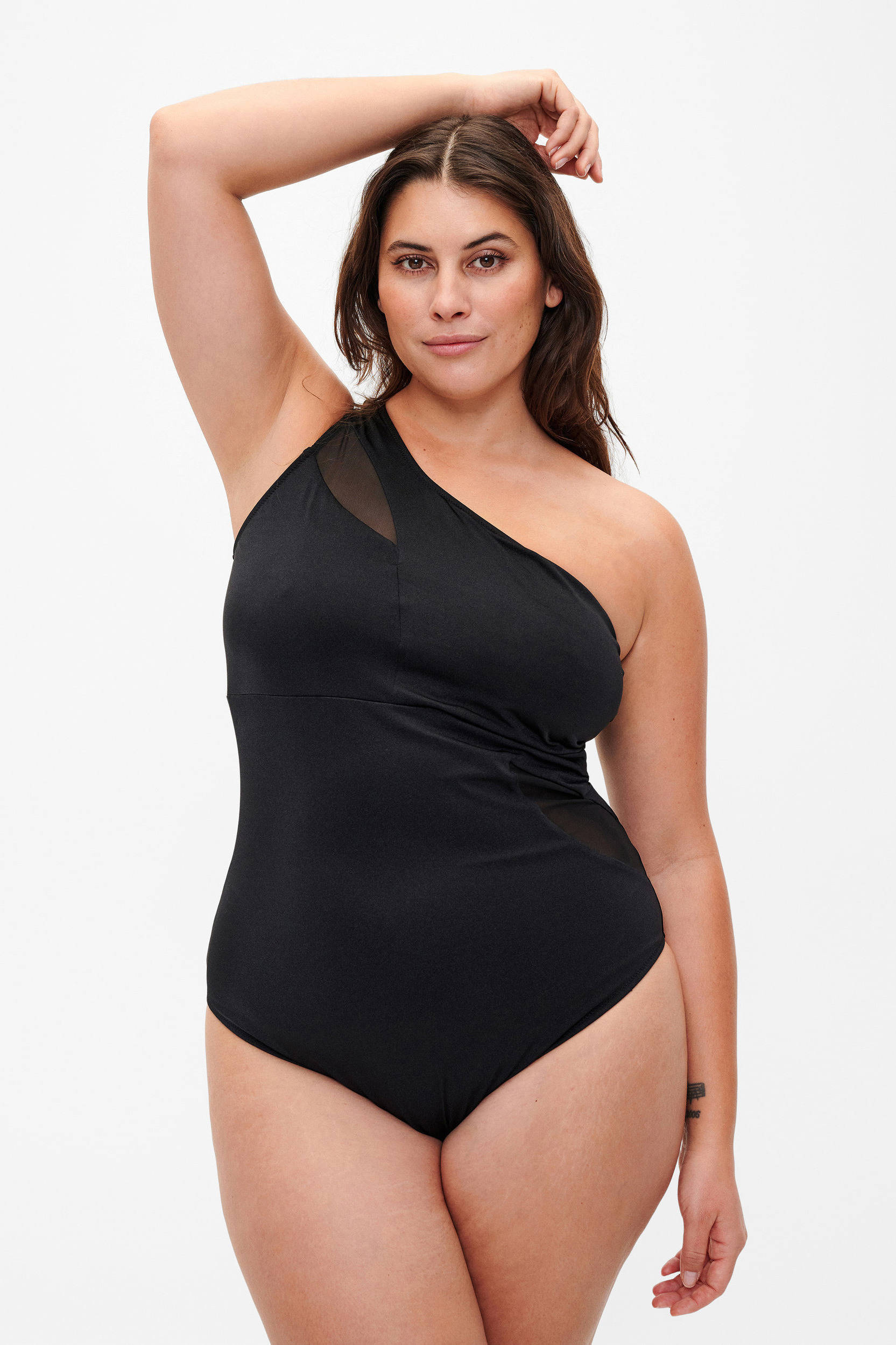 Zizzi corrigerend one shoulder badpak SMOD zwart