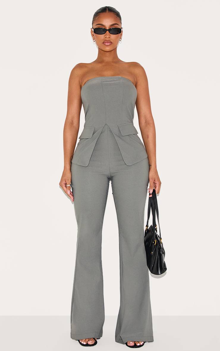 Charbon Pantalon Évasé Taille Haute En Tissu Extensible Shape