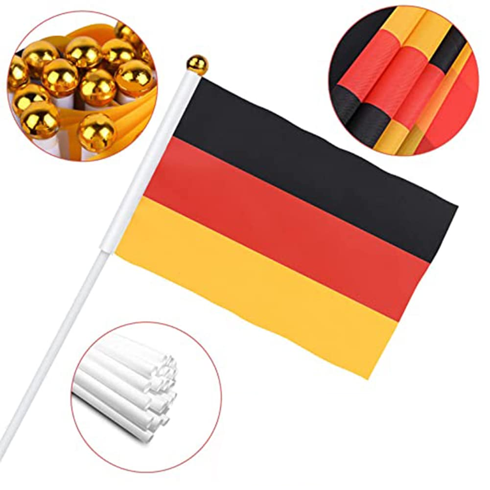 (30er Set) 30x20cm Deutsche Flagge Fussball EM Party Deko Banner Hand Stabfahne - Deutschland