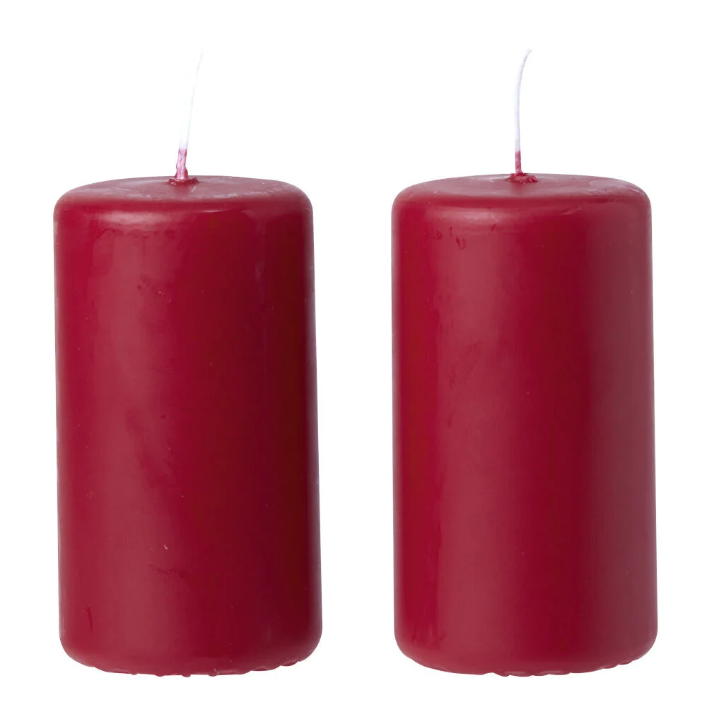 Bougie pilier rouge Ø5xH9,5 cm x2