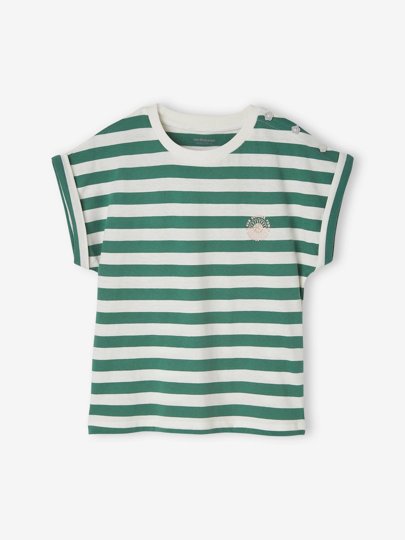 Camiseta listrada personalizável para meninas, listras rosa