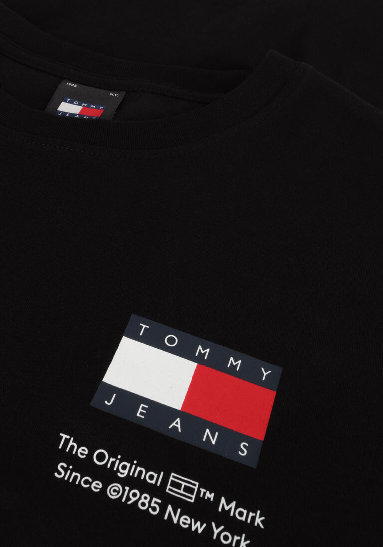 TOMMY JEANS zwarte tommy jeans t-shirt tjm slim essential flag tee