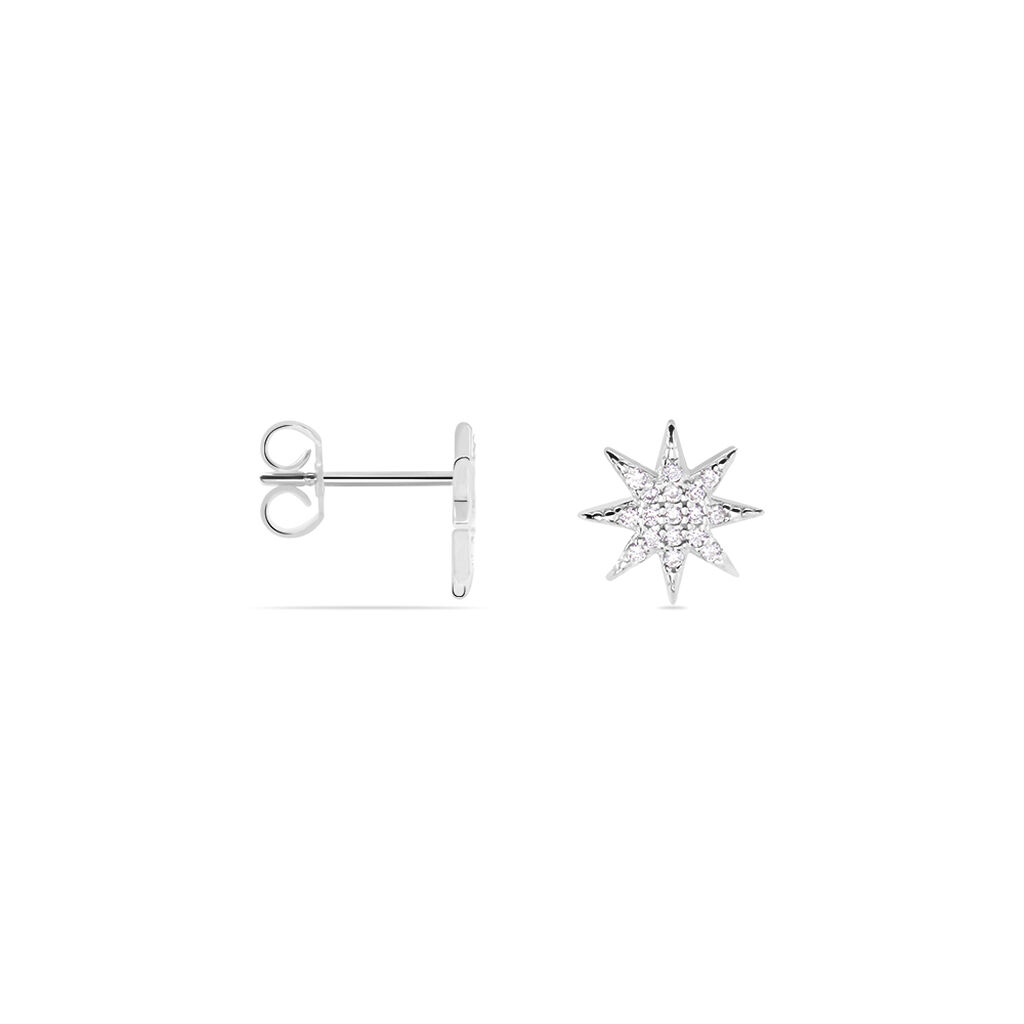 Boucles D'oreilles Puces Sarida Argent Blanc Oxyde De Zirconium