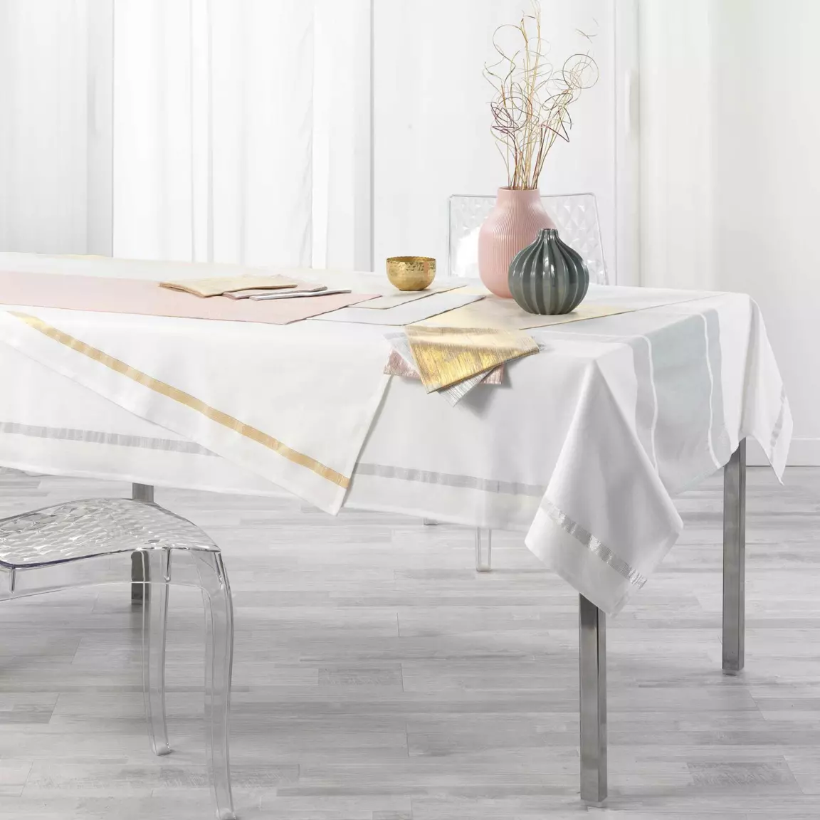 Nappe rectangulaire (L240 cm) Elegancia Argent