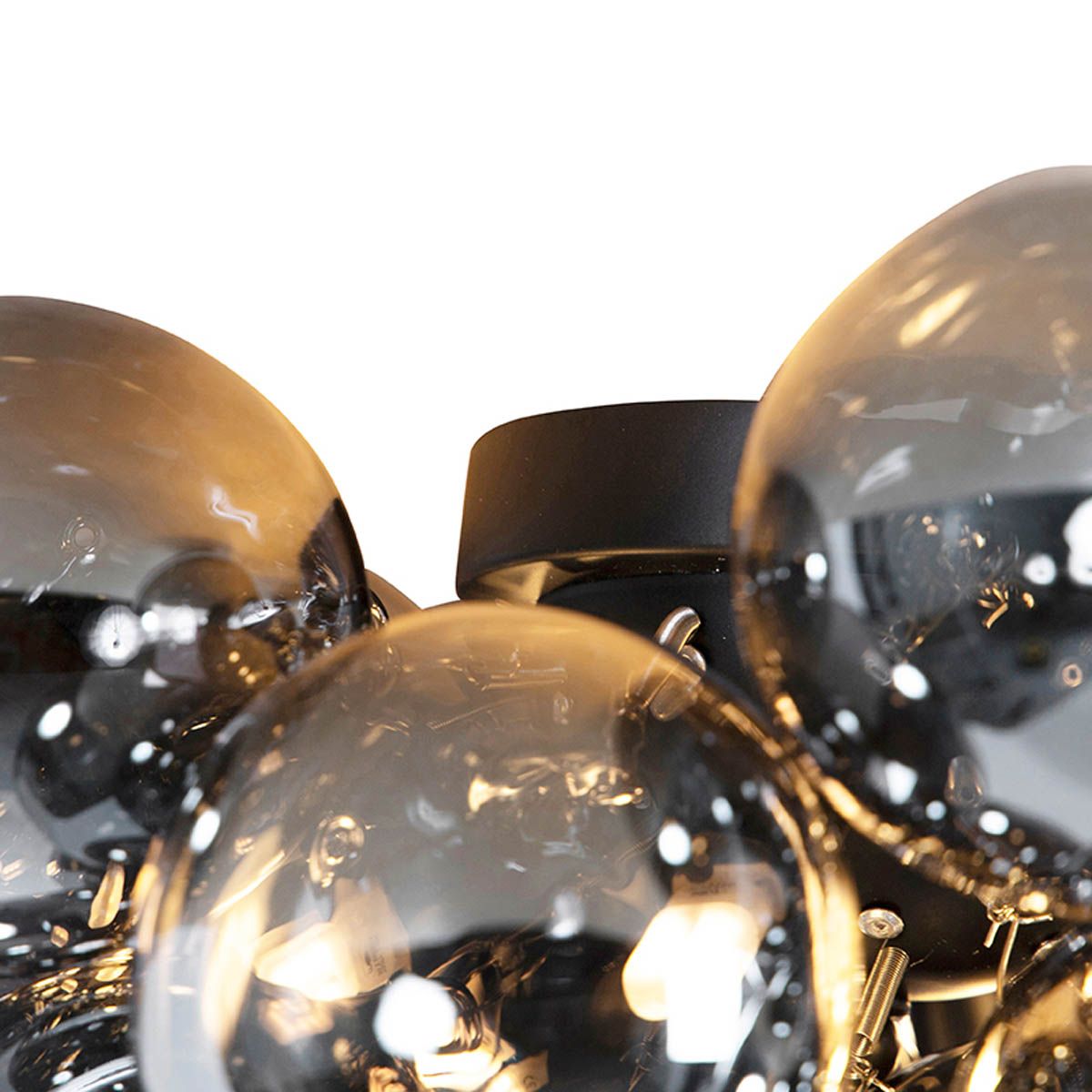 Smart plafondlamp zwart met smoke glas incl. 6 Wifi G9 - Uvas