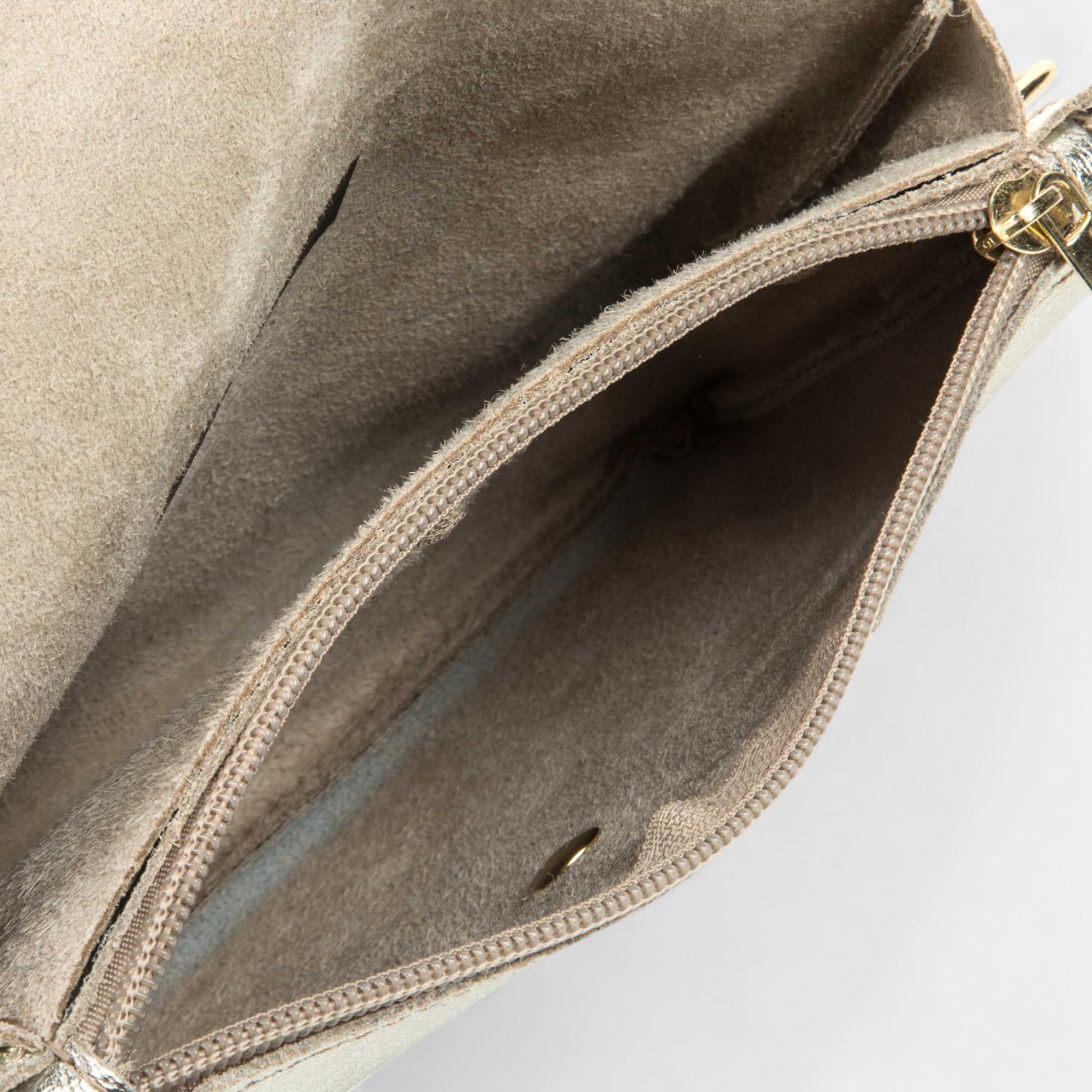 Sac bandoulière en cuir or