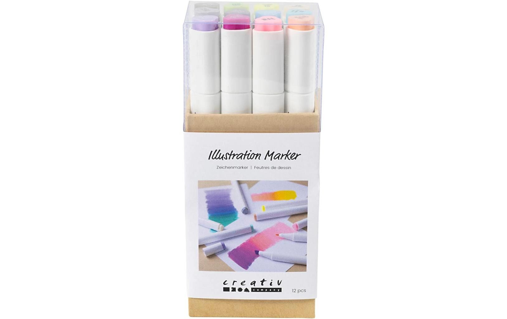 Kalligraphiemarker 1+ 8 mm, 12 Stück, Pastellfarben2-in-1-Zeichenmarker