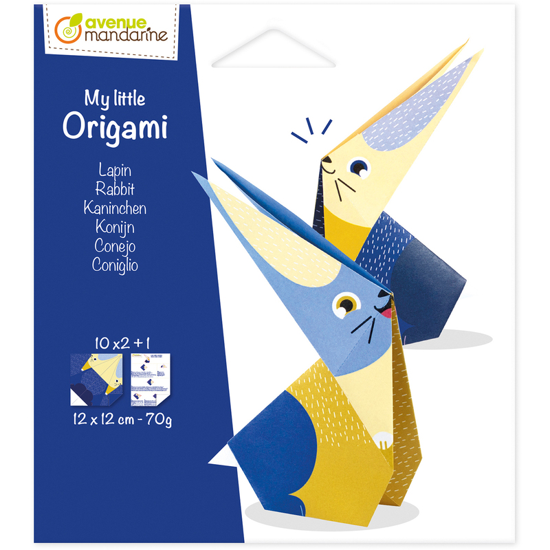 Mandarine Origamipapier Mon petit Kaninchen, 12 x 12 cm, assortiert, 20 Blatt