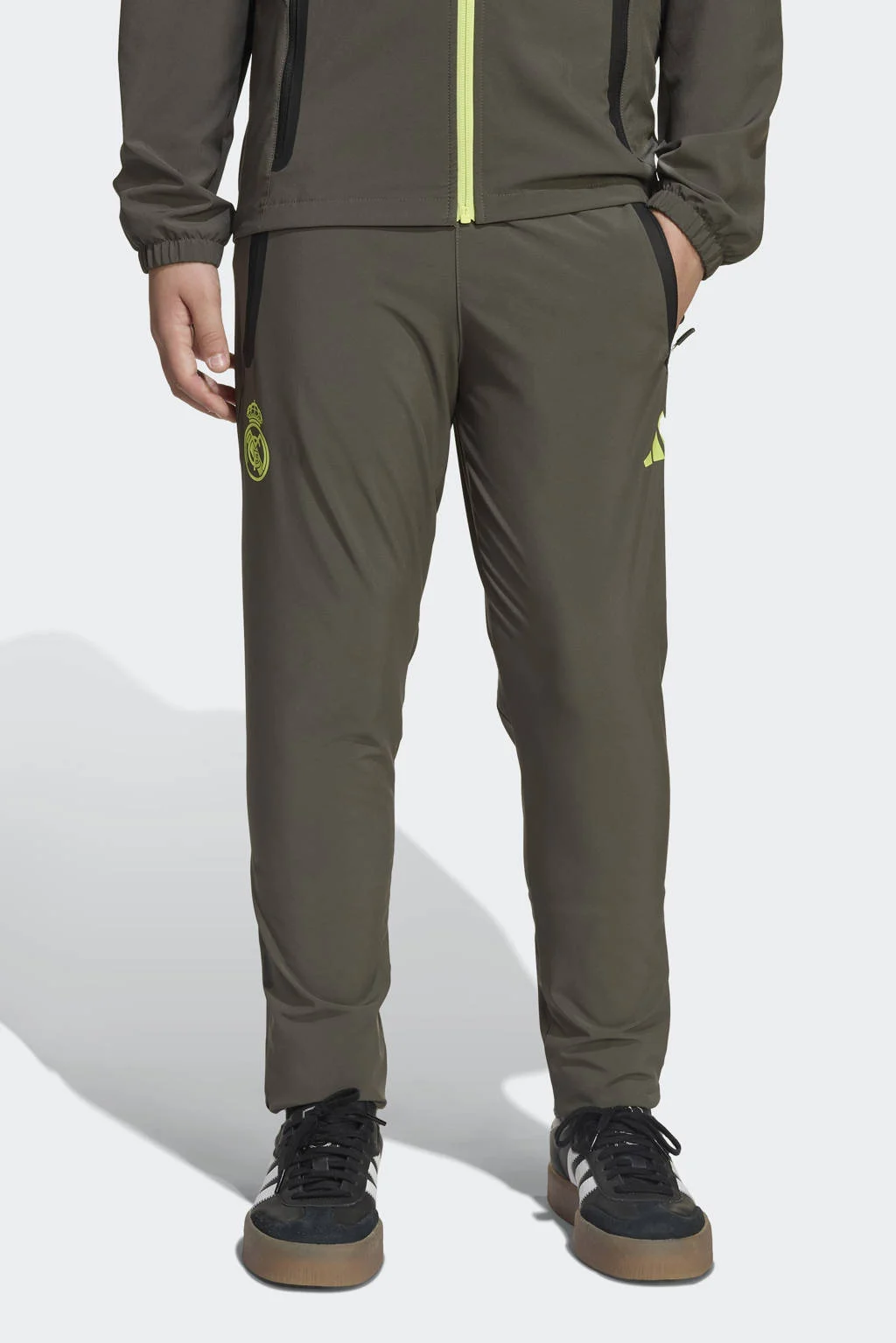 adidas Performance junior Real Madrid voetbalbroek olijfgroen/geel