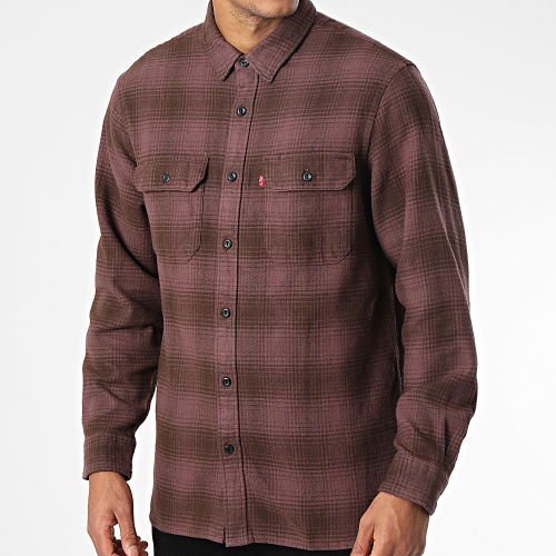 Chemise Manches Longues A Carreaux 19573 Prune Marron
