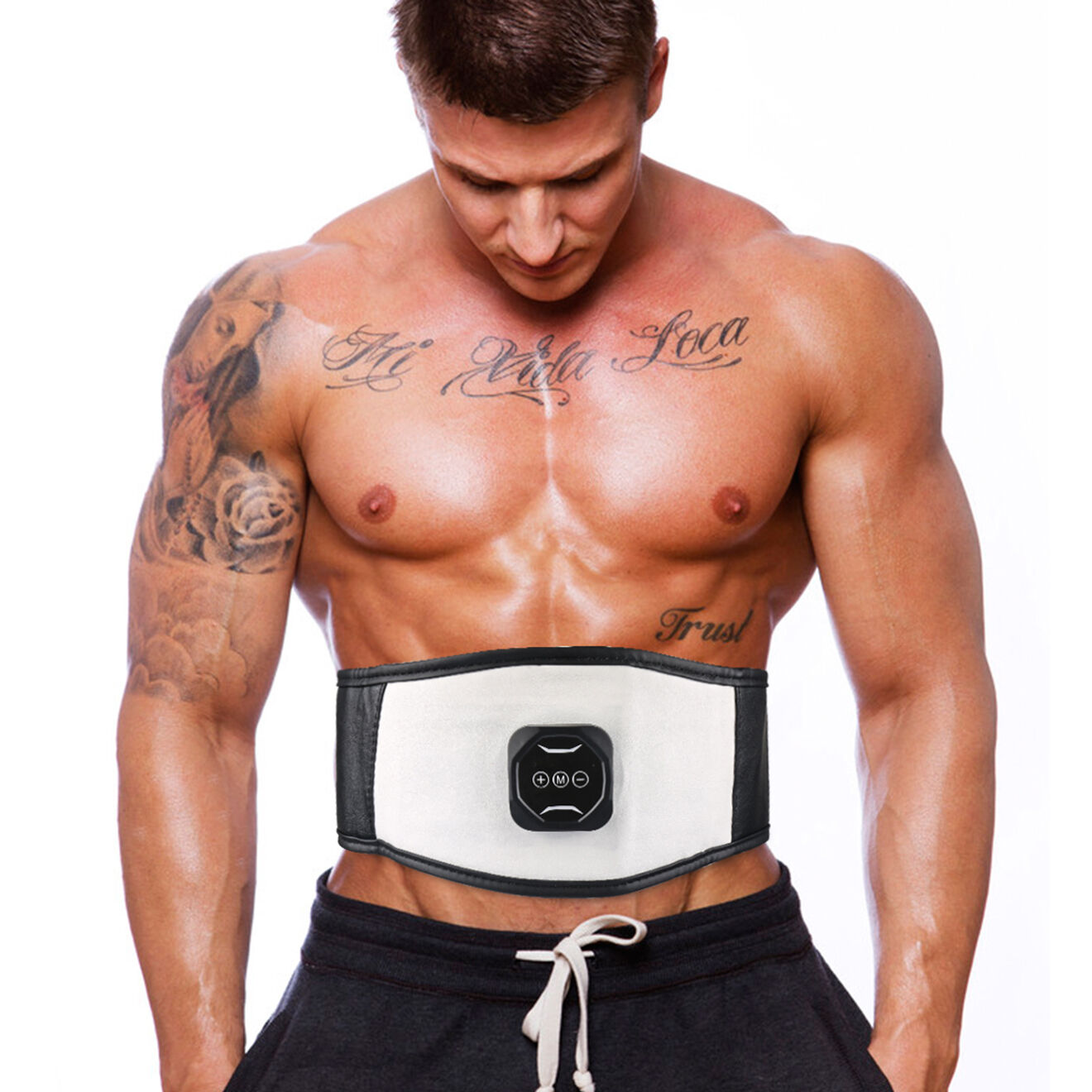 Onamaste Ceinture électrostimulation musculaire abdominale blanche
