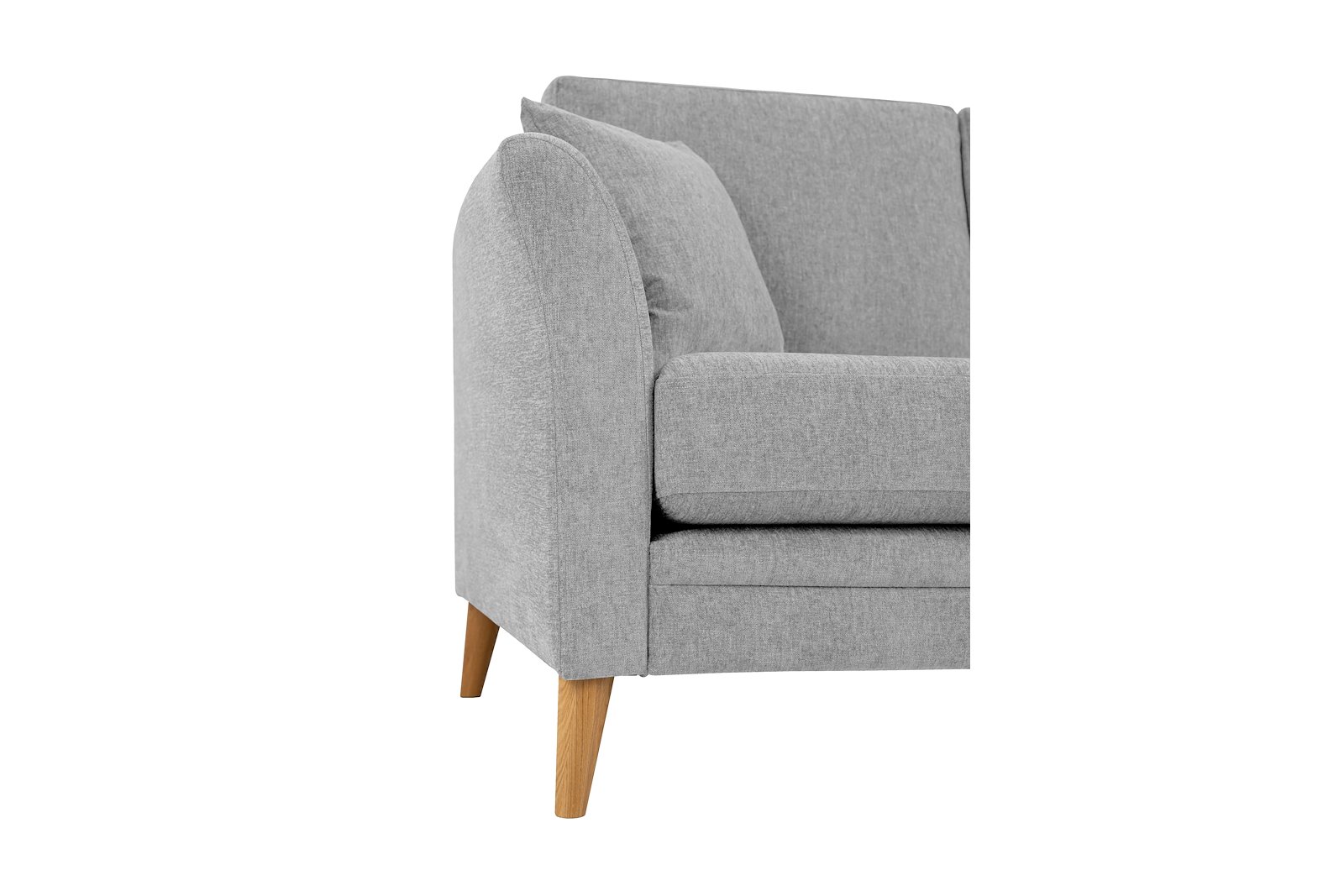 Eden hjørnesofa 23 hjørne i tekstil Thor 3/1 Light Grey med ben i eik natur (15137).