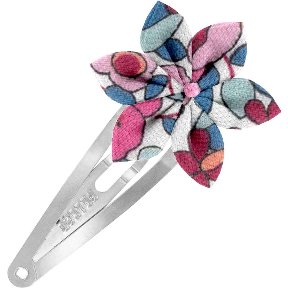 Barrette Clic-Clac Fleur Étoile Boutons Rose