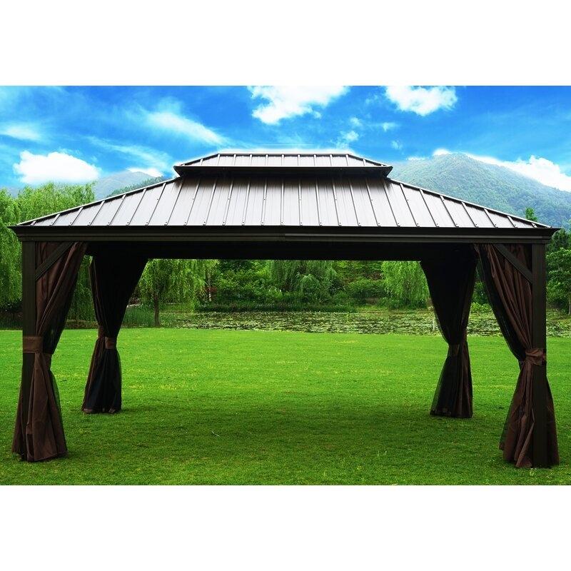 Gazebo de alumínio Alexander para pátio, 4,88 m de largura x 3,66 m de profundidade