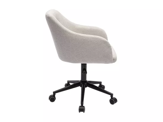 Chaise de bureau capitonnée à roulettes en tissu effet velours texturé beige et métal noir BALTIK