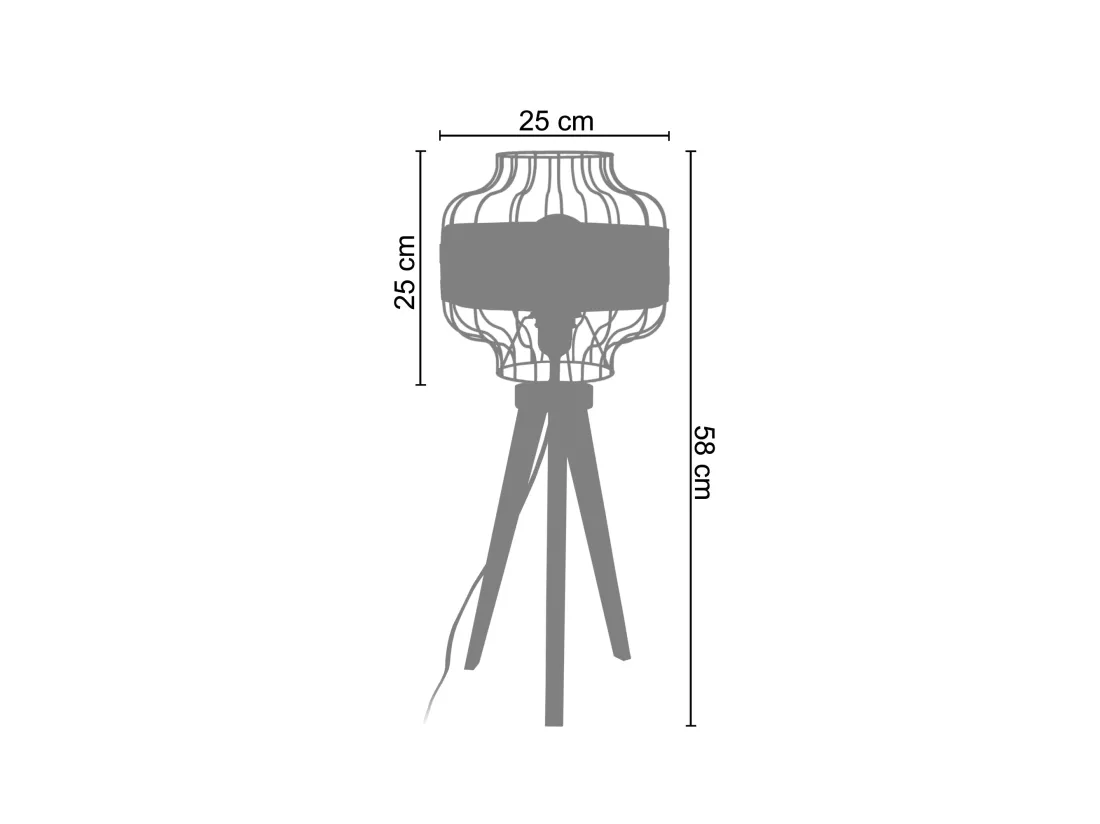 TRESSÉ-RANGOON A - Lampe a poser trépied bois naturel et blanc