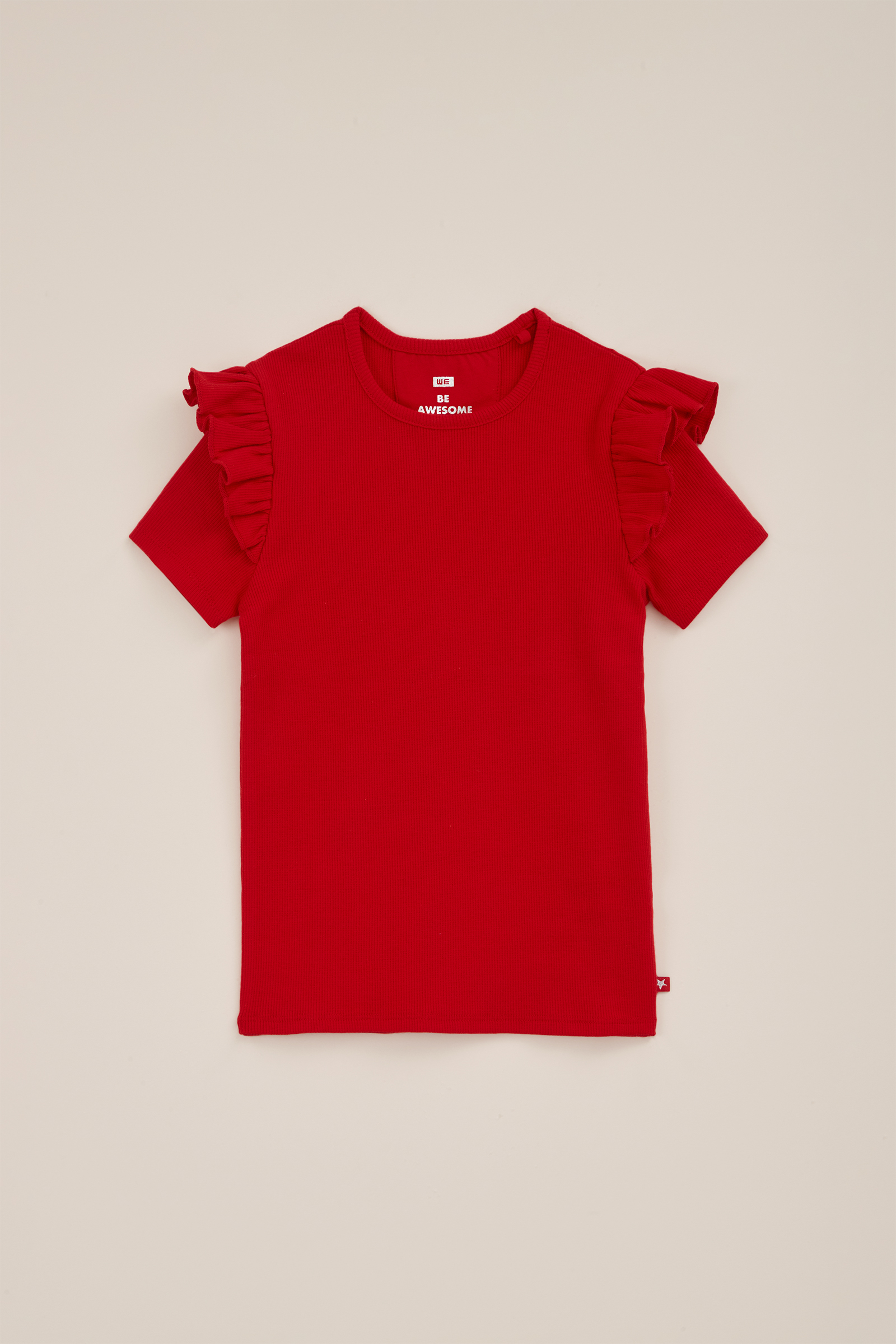 Meisjes T-shirt met ruches WE Fashion Felrood