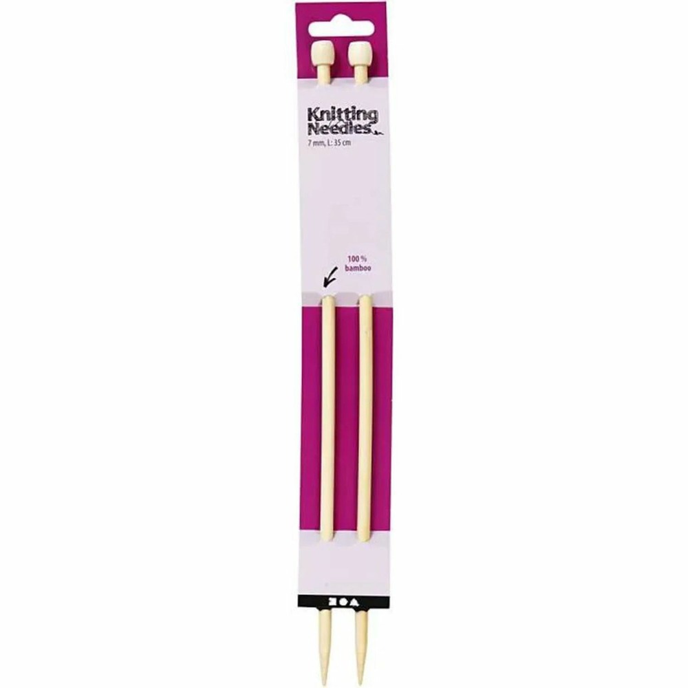 2 aiguilles à tricoter en bambou 35 cm - ø 7 mm