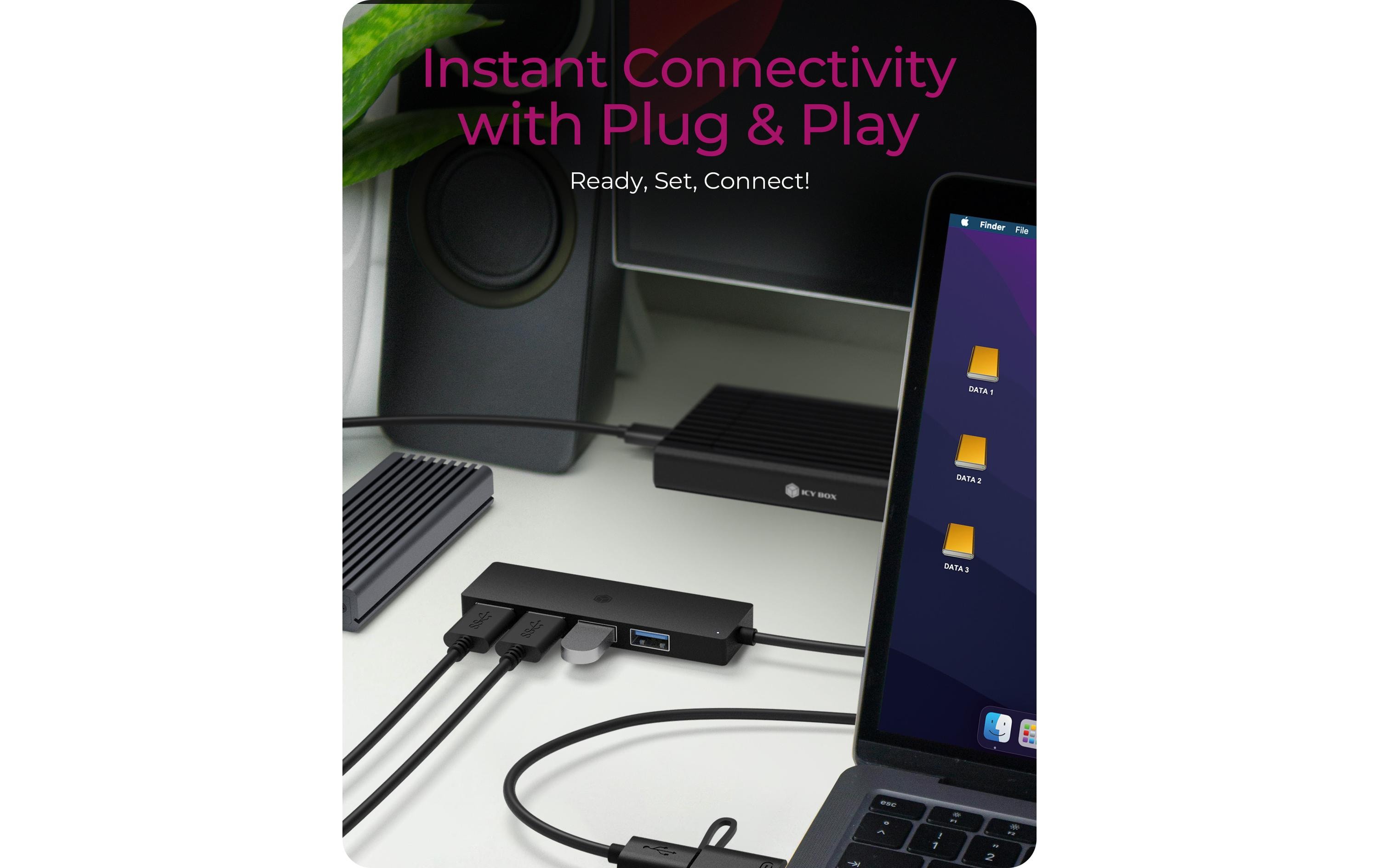 USB-Hub IB-HUB1424-C3 4-Port4-Port Hub mit USB Type-C und Type-A Host-Anschluss