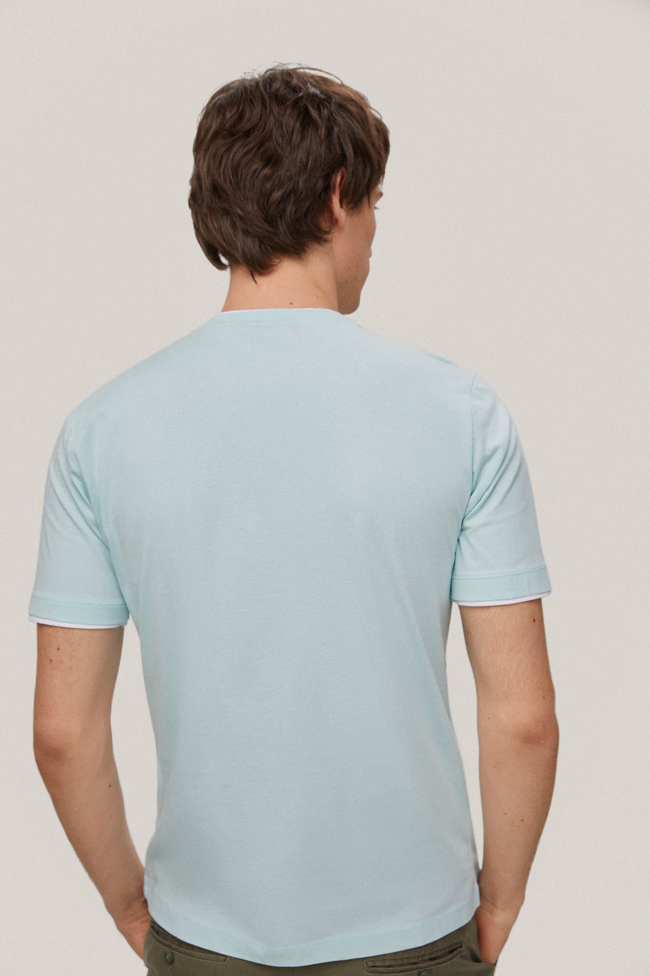Camiseta de gola dupla - Turquesa