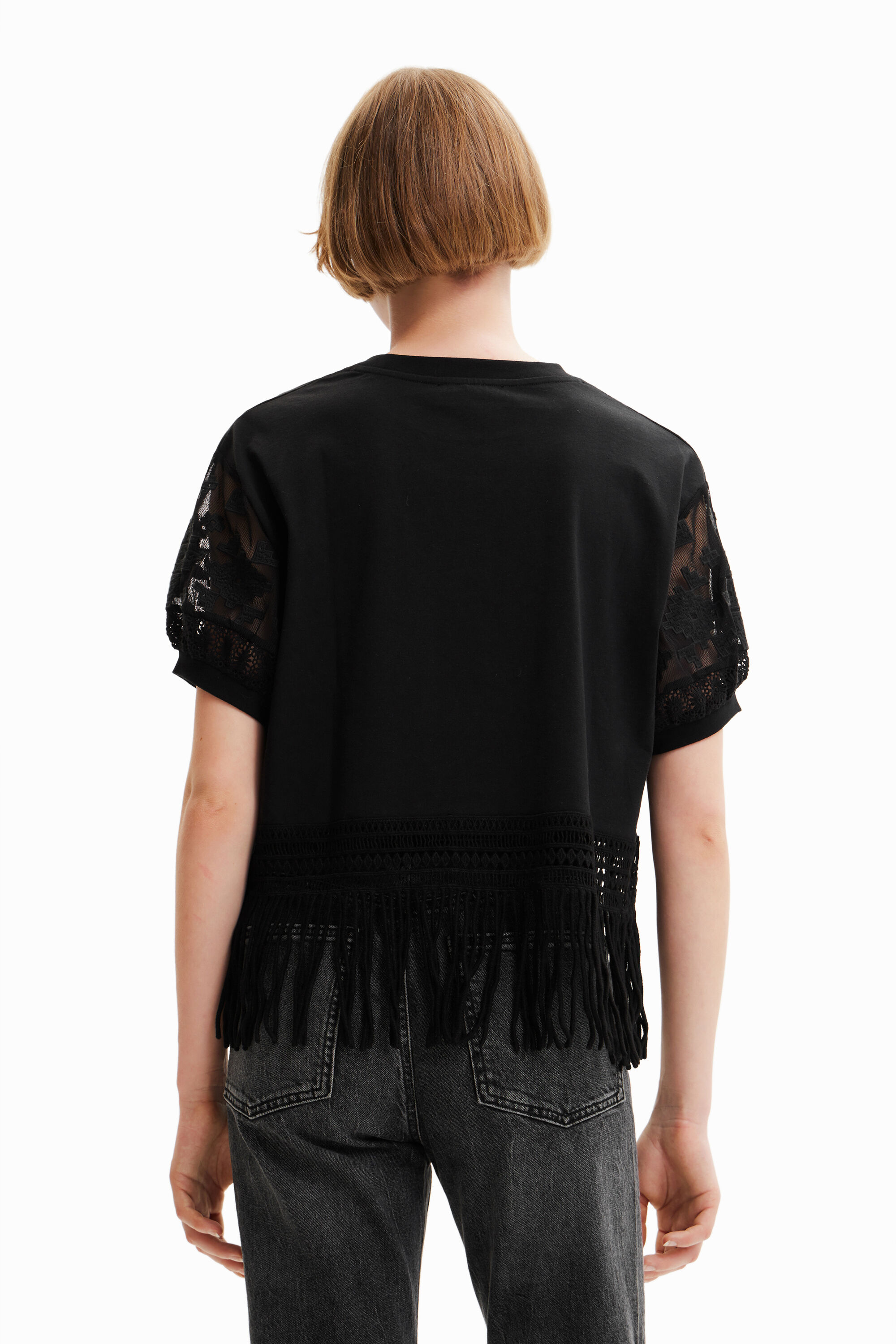 T-shirt oversize franges