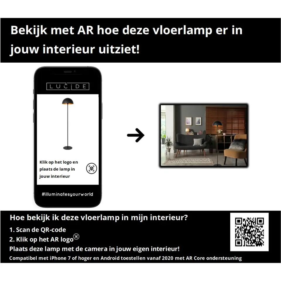Lucide SIEMON Vloerlamp - Zwart