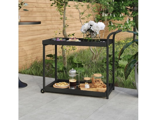 VIDAXL - Chariot de bar noir 100x45x83 cm résine tressée