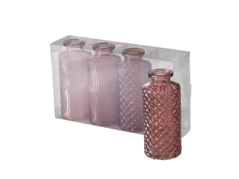 Boltze Vase Panja 4 Stück, 14 cm, Rosa 4-teiliges Vasen-Set