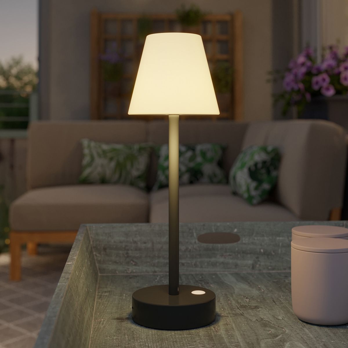 Tafellamp donkergrijs incl. LED oplaadbaar met touch dimmer - Renata