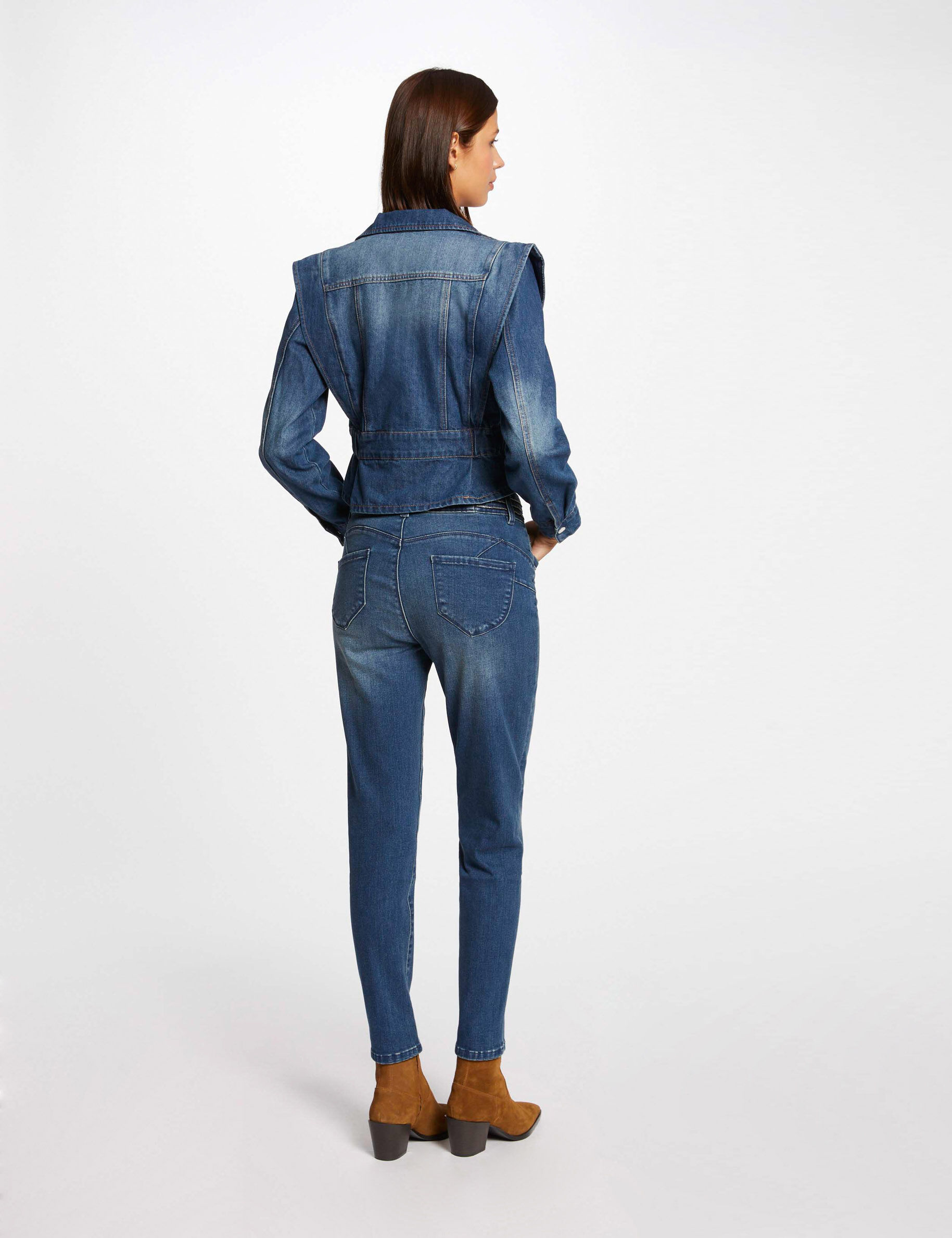 Veste cintrée en jean avec épaulettes jean stone femme - jean_stone