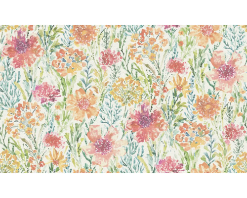 Vliesbehang 39695-1 Aquarelbloemen wit veelkleurig