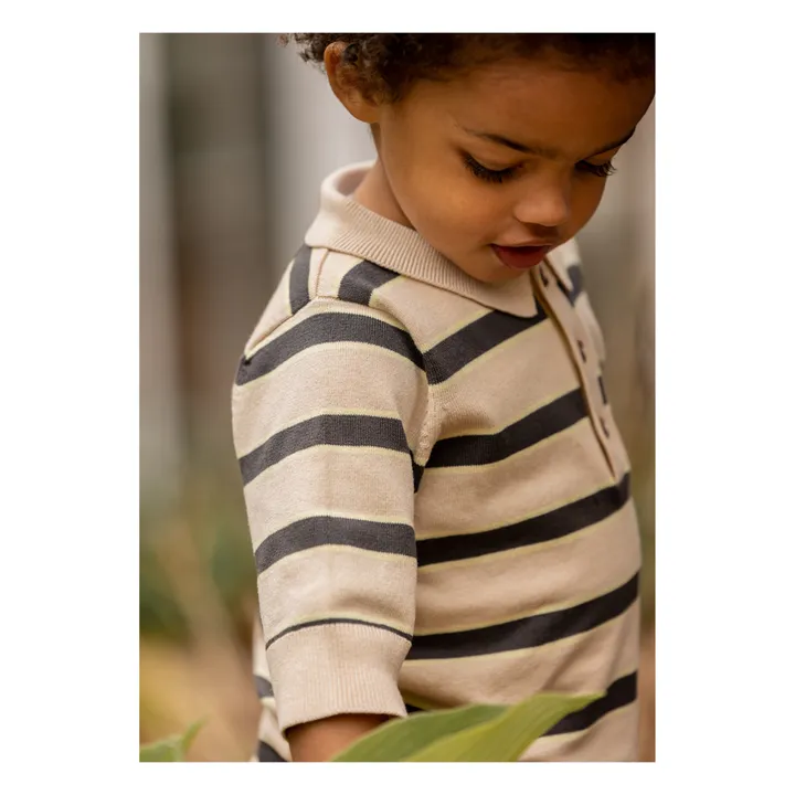 Fliink Polo Maille Favo Rayure | Beige