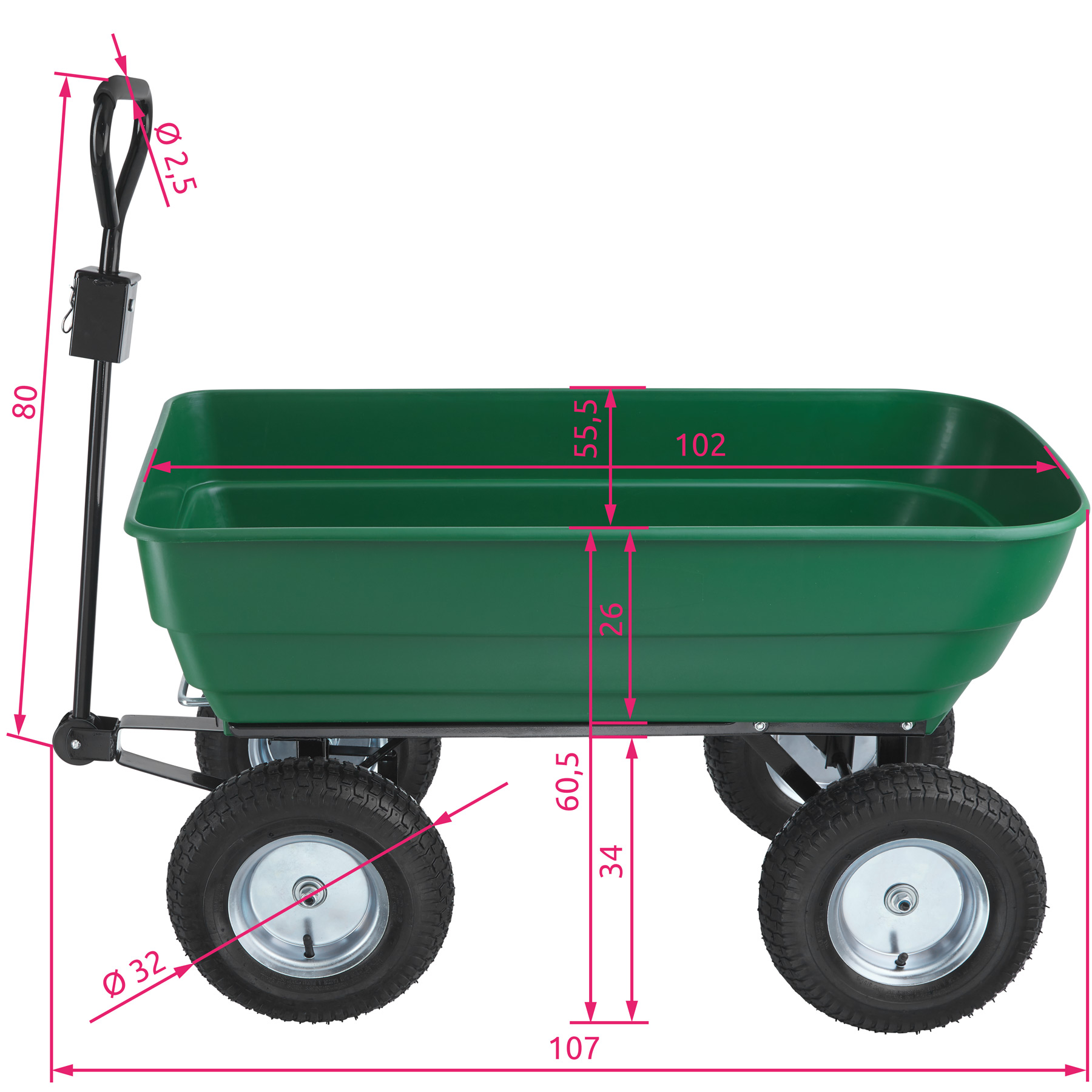tectake® Gartenwagen, mit Kippfunktion, leichtgängige Lenkachse, Belastbarkeit 300 kg