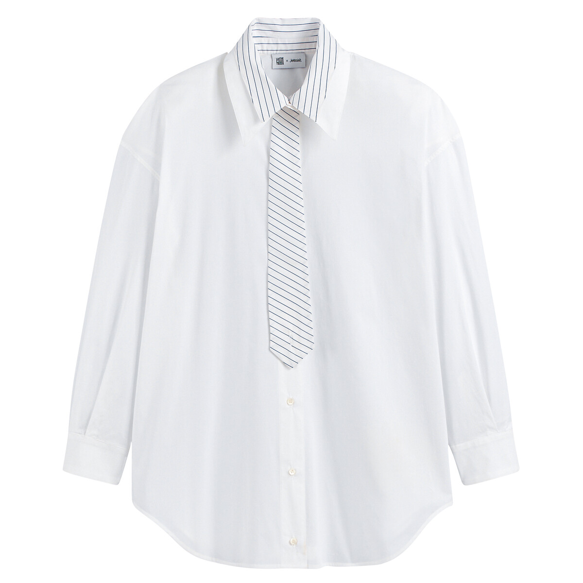 JEREMY CURRAT X LA REDOUTE<br>Camisa folgada com gravata, fabricada na Europa