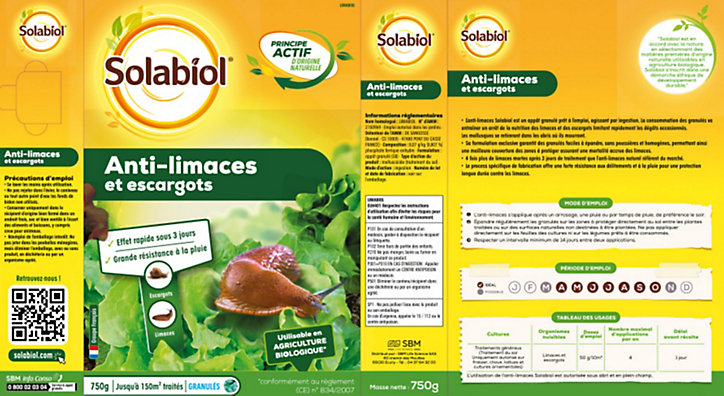 Anti limaces et escargots Solabiol 750g