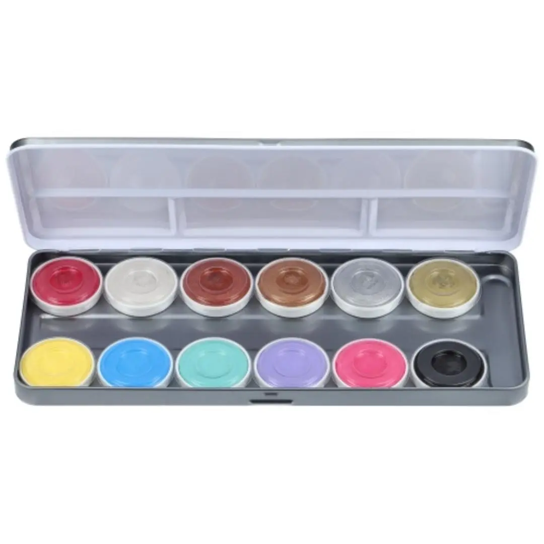 Aqua Face & Body Paint 12 Color Palette Shimmer & Pastel