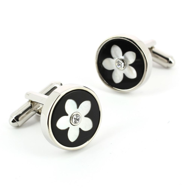 Boutons de manchette, fleur nacre