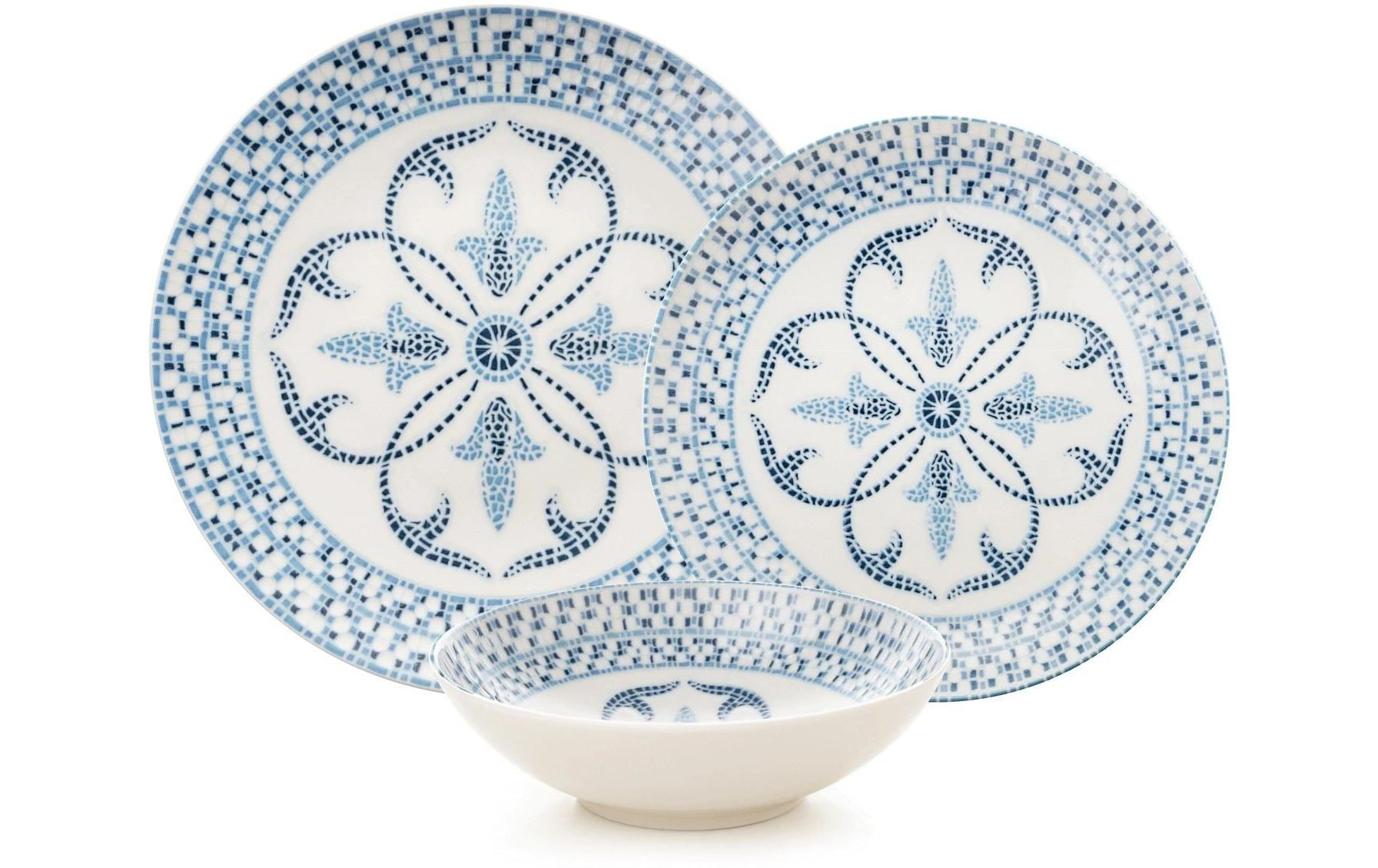 Geschirr-Set Blau/Weiss<br>Tafelservice (24 Stück)