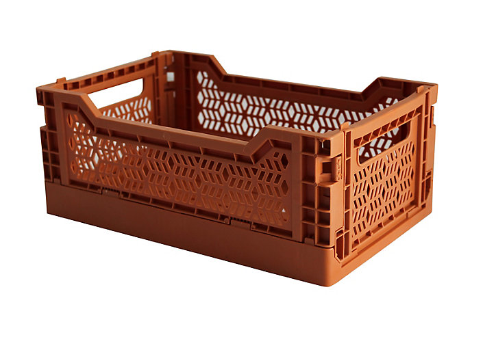 Cagette plastique recyclé pliable terracotta taille S