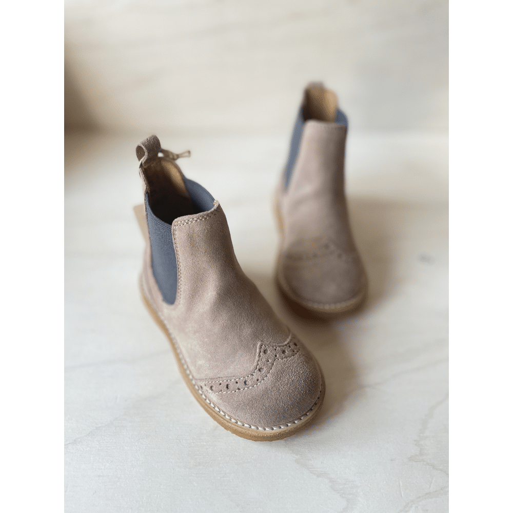 Angulus - Chelsea Boot Brogue Lace Pattern Elastic - Dusty Mauve Grey