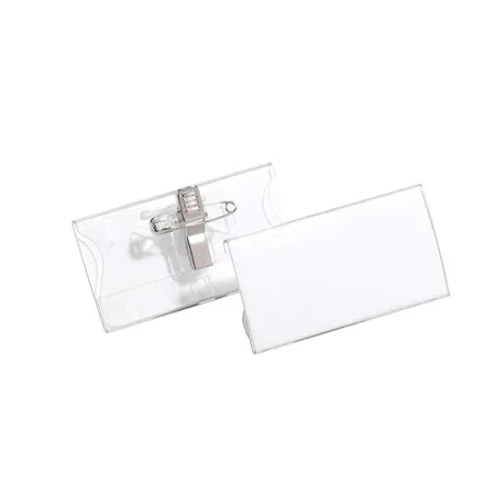 Durable 812119 Namensschild mit Kombiklemme, 40 x 75 mm, transparent
