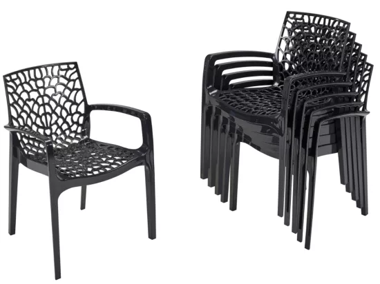 Fauteuil de jardin empilable - Polypropylène - Gris anthracite - DIADEME de MYLIA