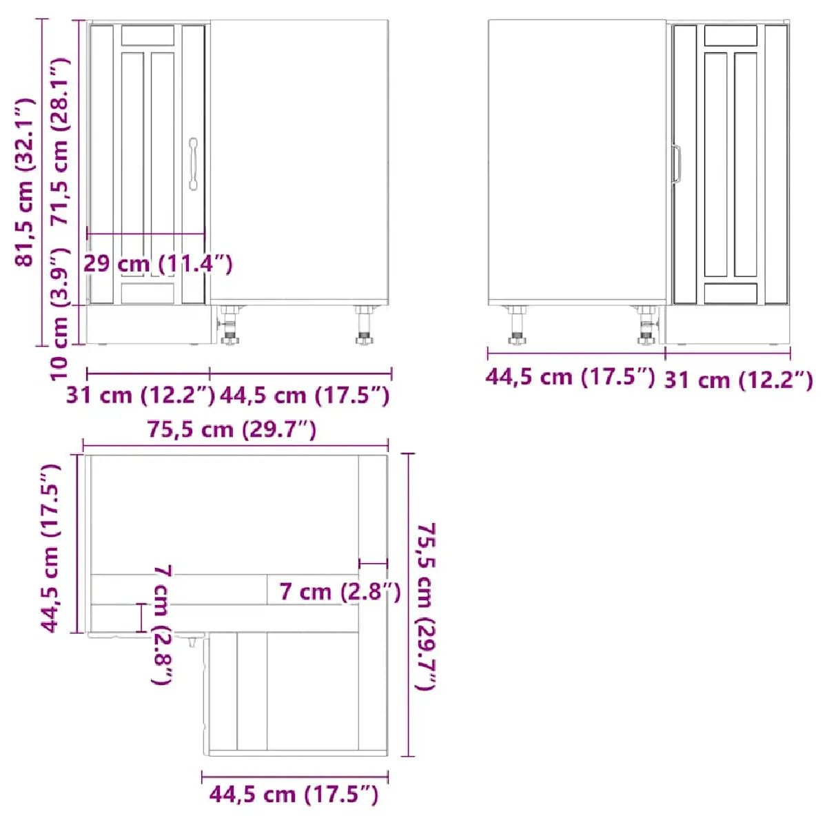 vidaXL Armoire d'Angle Lucca - Blanc